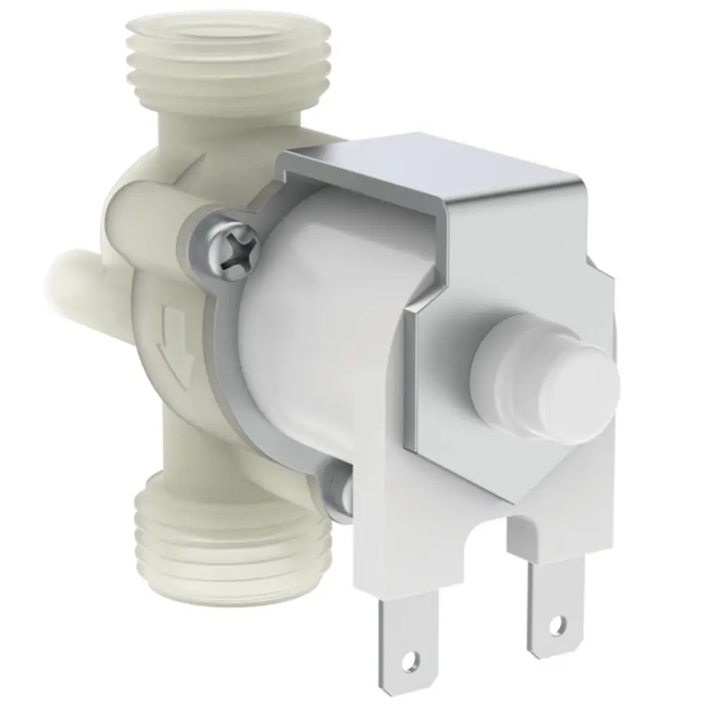 Magnetventil in kompakter Bauform, mit Anschlussgewinde und elektrischen Kontakten. Produkt von Ideal Standard, geeignet für verschiedene Anwendungen in der Gebäudetechnik.